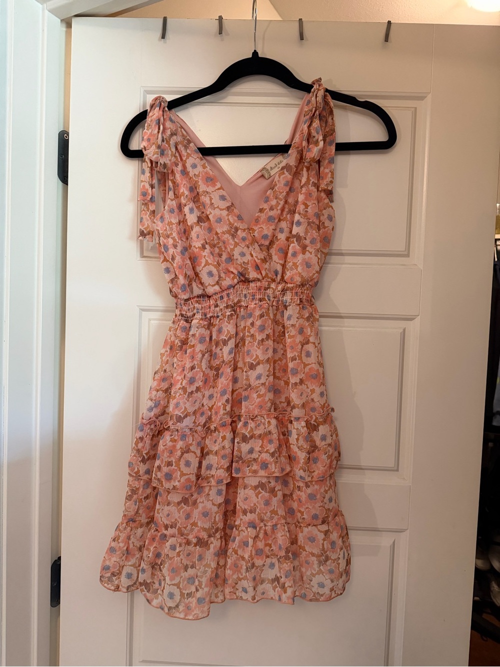 Altar’d State Floral Tie-Shoulder Tiered Ruffle Mini Dress